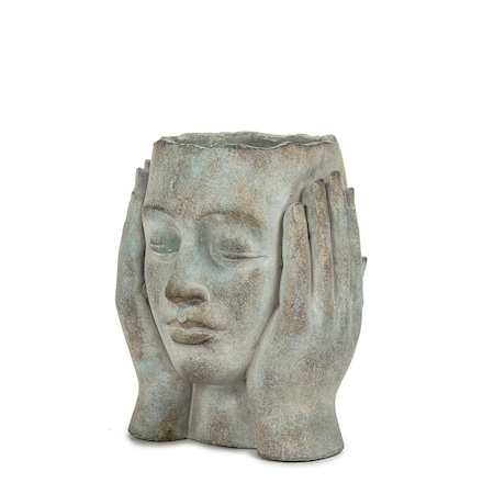 Abbott Collections 9 in. Head in Hands Planter, Grey AB-27-PONDER-204-LG